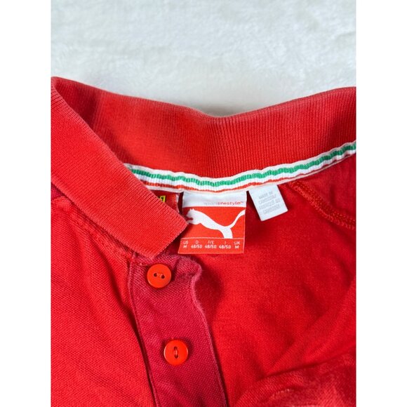 Puma Ferrari Polo Shirt Mens M Red‎ Short Sleeve Collared Logo Casual - Picture 2 of 12